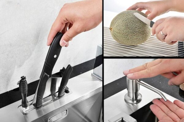 Chậu rửa chén Inox handmade 820x450x230 EL-HM8245 Eurolife - Ảnh 5