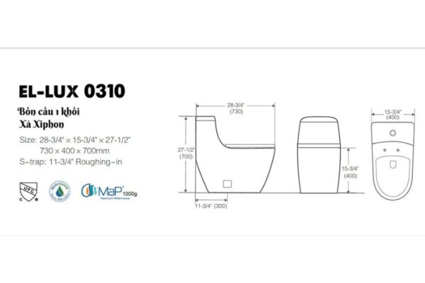 Bồn cầu 1 khối EL-LUX0310 Eurolife - Ảnh 8