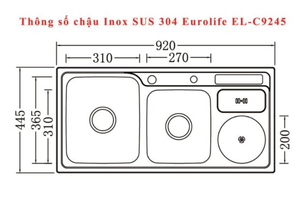 Chậu rửa chén EL-C9245 eurolife - Ảnh 7