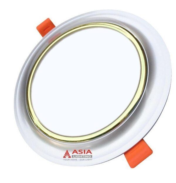 Đèn LED Âm Trần 7W 3 Màu Asia Mặt Cong Viền Vàng MCV7
