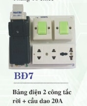 Bảng điện 2 Công tắc rời + Cầu dao 20A - BĐ7 Nachi